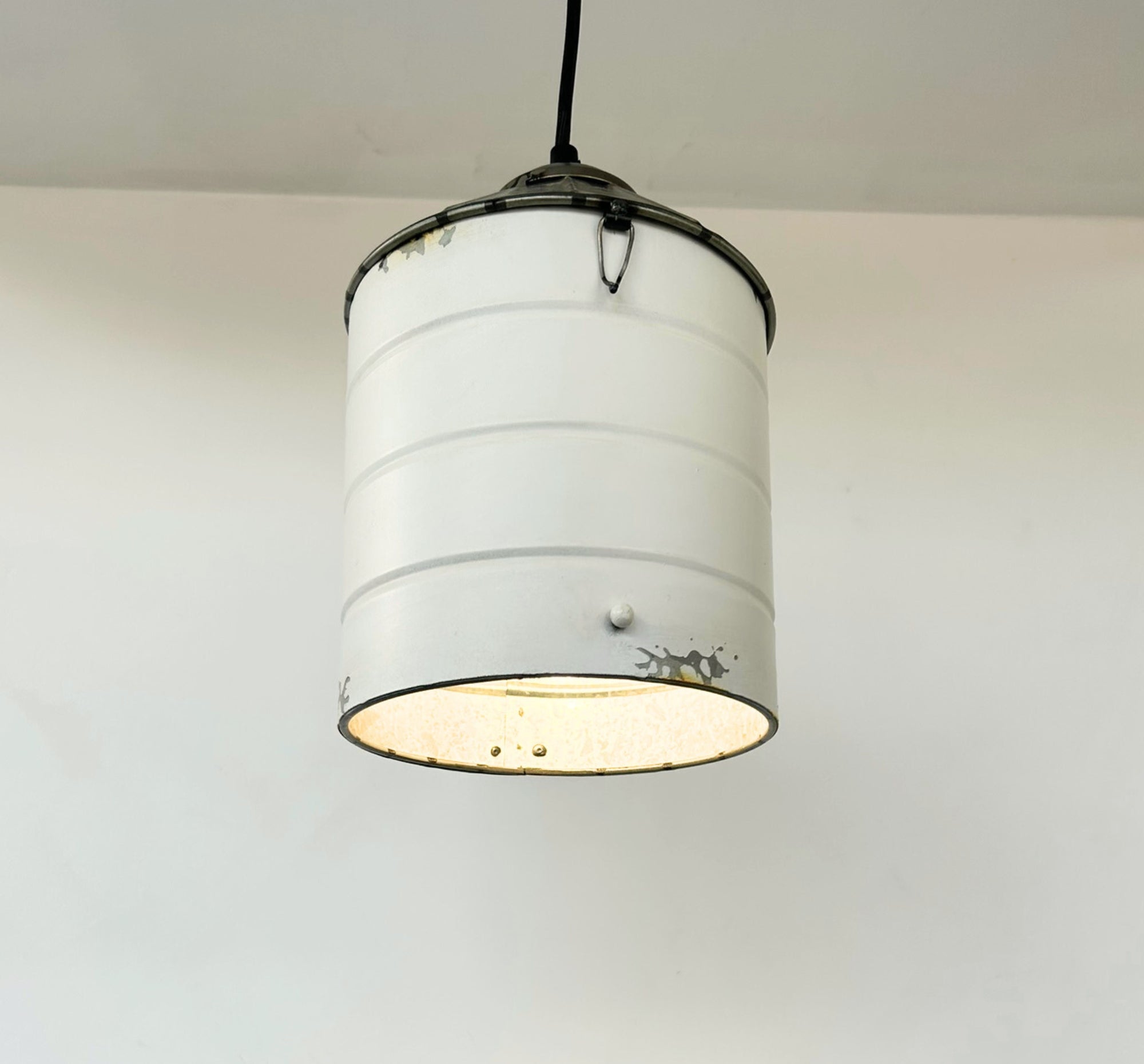 White Rustic Farmhouse Silo Pendant Light