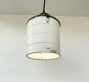 White Rustic Farmhouse Silo Pendant Light
