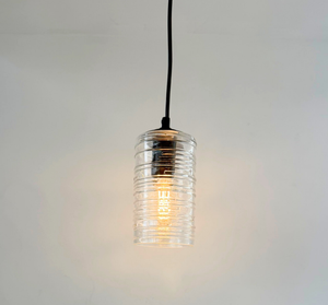 Clear Ribbed Glass Industrial Pendant Light - The Lamp Goods