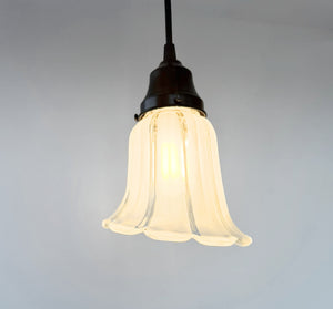 Frost and Clear Ribbed Angled Glass Pendant Light
