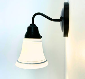 1940's Traditional Milk Glass Bell Wall SCONCE With Blue Accent