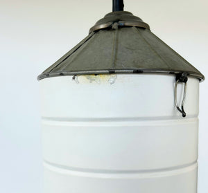 White Rustic Farmhouse Silo Pendant Light