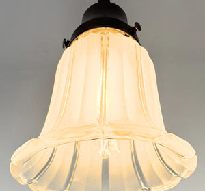 Frost and Clear Ribbed Angled Glass Pendant Light