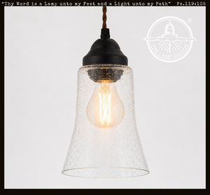 Tall Seeded Bell Pendant Light