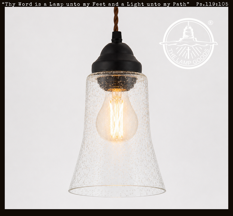 Tall Seeded Bell Pendant Light