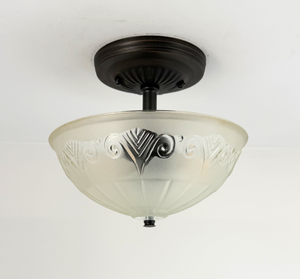 Art deco ceiling light, frosted glass finish