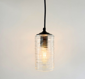 Clear Ribbed Glass Industrial Pendant Light - The Lamp Goods