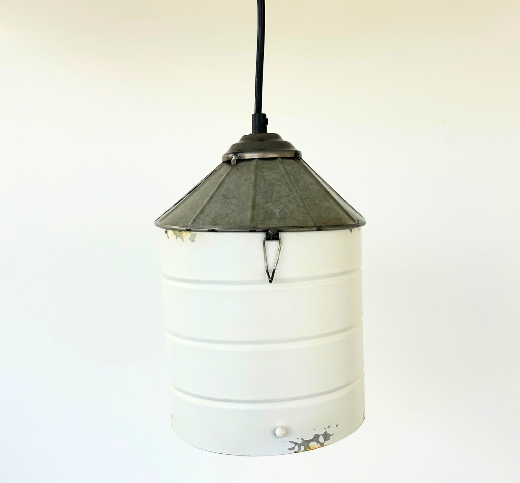 White Rustic Farmhouse Silo Pendant Light