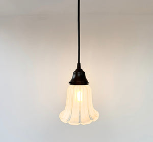 Frost and Clear Ribbed Angled Glass Pendant Light