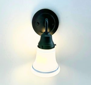 1940's Traditional Milk Glass Bell Wall SCONCE With Blue Accent