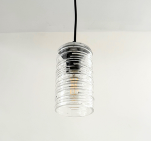 Clear Ribbed Glass Industrial Pendant Light - The Lamp Goods