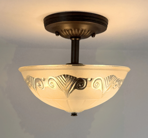 USA-made art deco ceiling light, handcrafted in Loris, SC