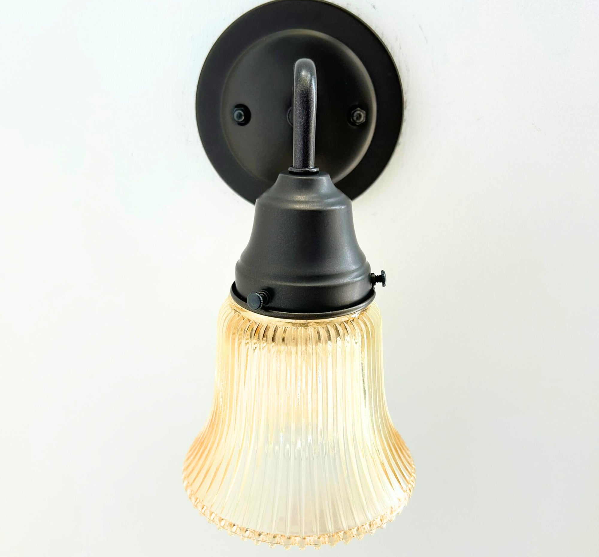 Amber Holophane Clear Glass Wall Sconce