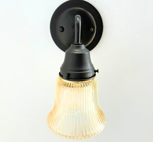Amber Holophane Clear Glass Wall Sconce