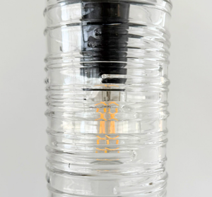Clear Ribbed Glass Industrial Pendant Light - The Lamp Goods