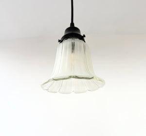 Frost and Clear Ribbed Angled Glass Pendant Light