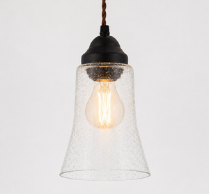 Tall Seeded Bell Pendant Light