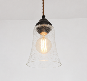 Tall Seeded Bell Pendant Light