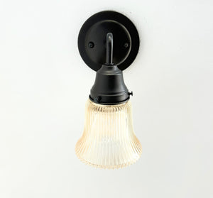 Amber Holophane Clear Glass Wall Sconce