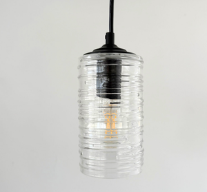 Clear Ribbed Glass Industrial Pendant Light - The Lamp Goods