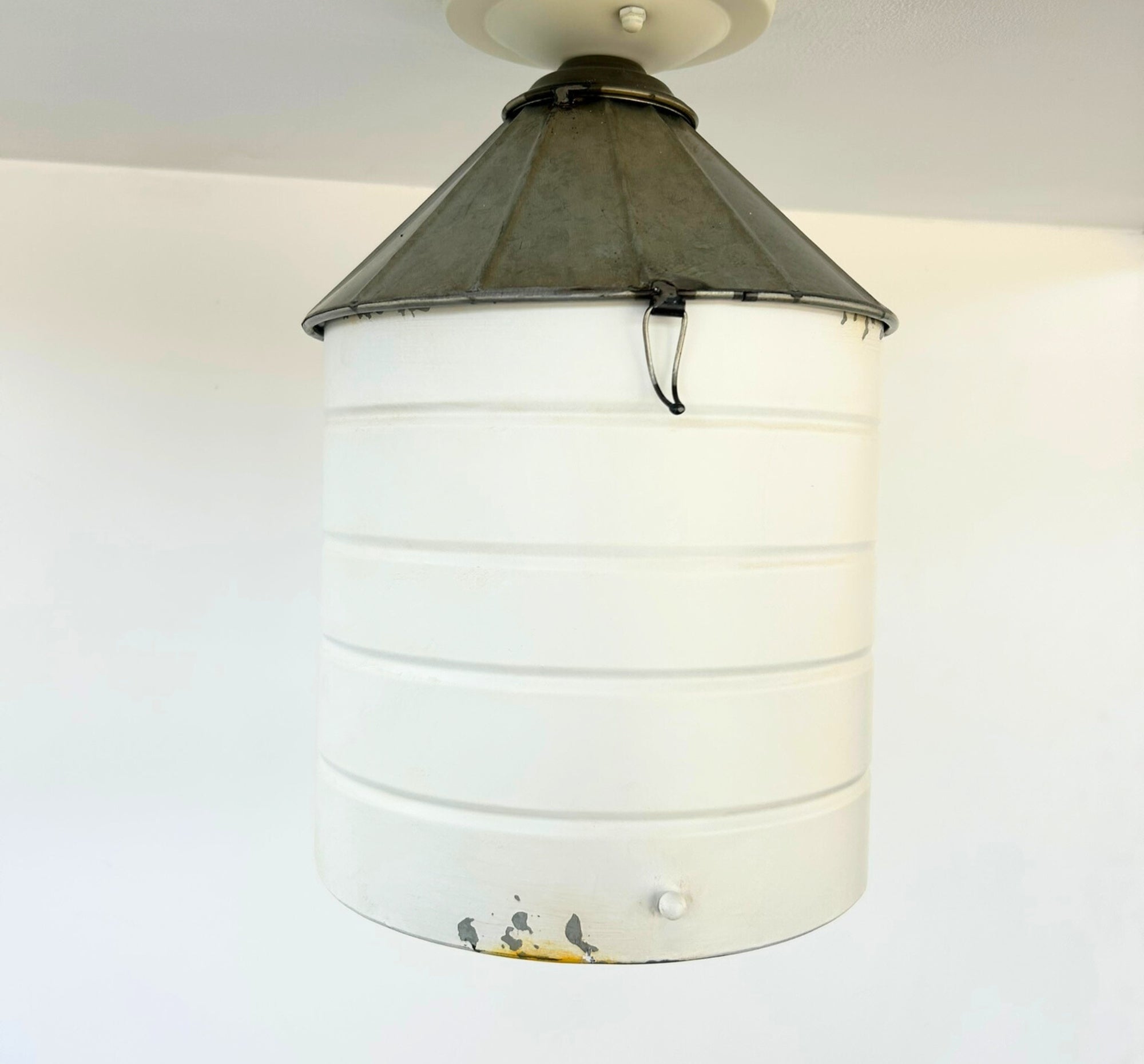 Rustic White Farmhouse Silo Ceiling Light