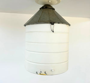 Rustic White Farmhouse Silo Ceiling Light