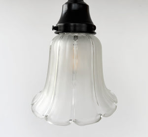 Frost and Clear Ribbed Angled Glass Pendant Light