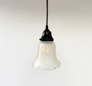 Frost and Clear Ribbed Angled Glass Pendant Light