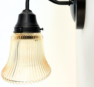 Amber Holophane Clear Glass Wall Sconce