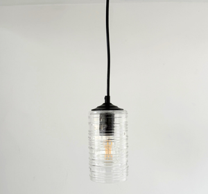 Clear Ribbed Glass Industrial Pendant Light - The Lamp Goods