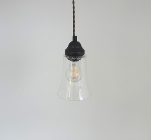 Tall Seeded Bell Pendant Light