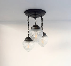 Heritage Hobnail Acorn Trio Ceiling Light - The Lamp Goods