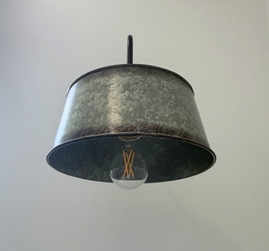Copper-Edge Galvanized Farm Drum Wall Sconce