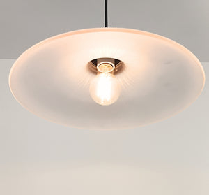 Salvaged Antique Holophane Wide Flare Frosted Pendant