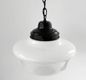 ORIGINAL SALVAGED SCHOOLHOUSE Heritage Milk Glass 1900's Pendant
