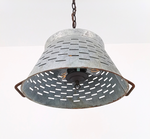 Galvanized Punctured Tin Slat 15" Pendant