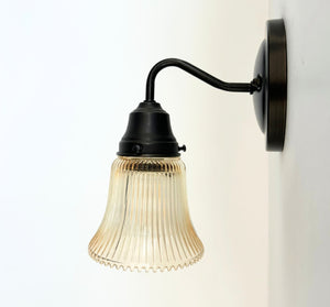 Amber Holophane Clear Glass Wall Sconce