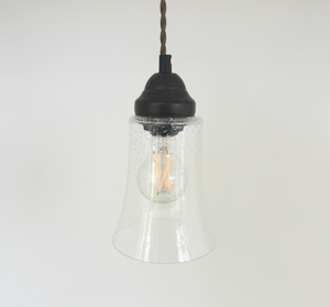 Tall Seeded Bell Pendant Light