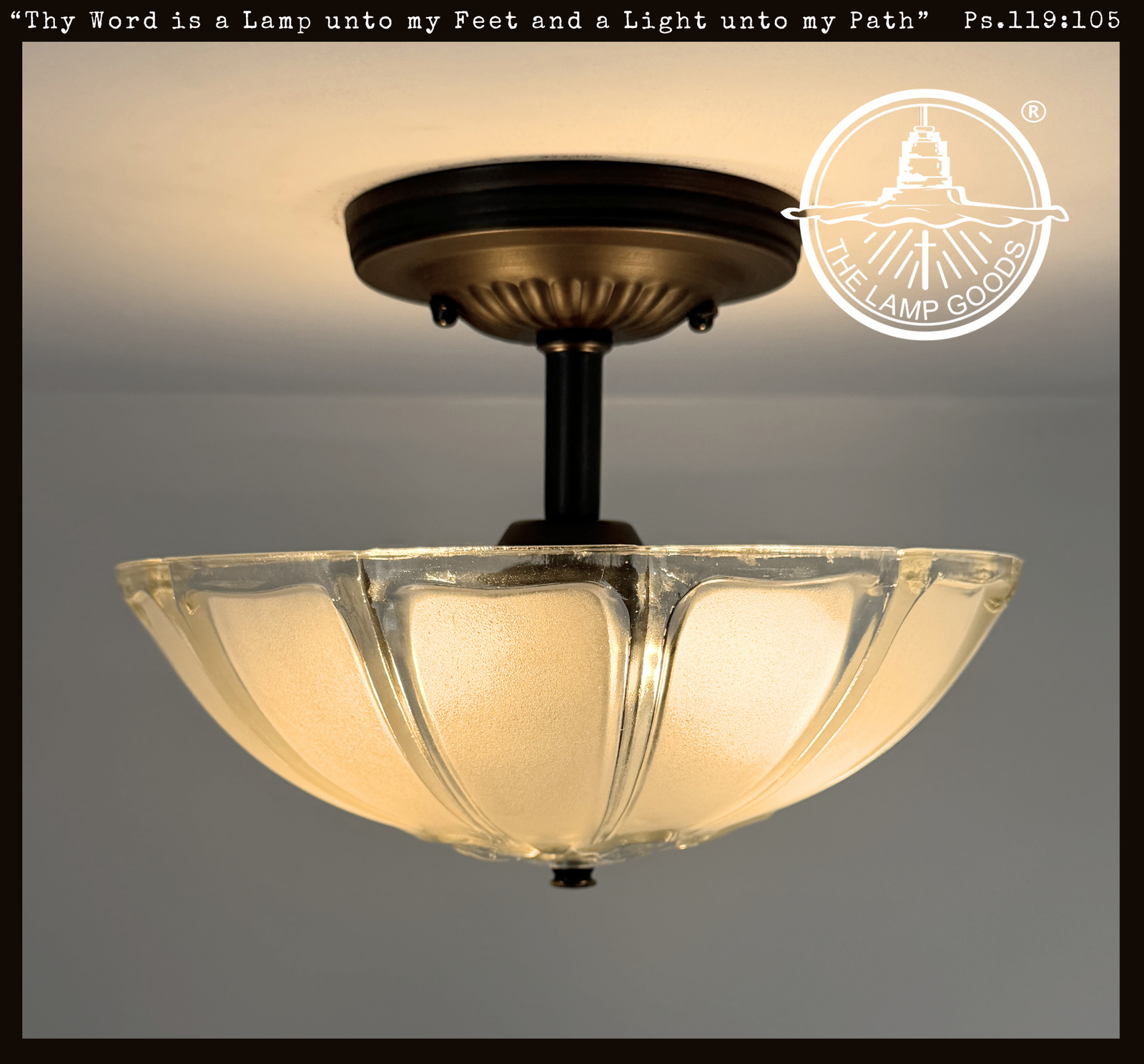 Frosted Panel Clear Rib Simple Ceiling Light | The Lamp Goods