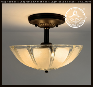 Frosted Panel Clear Rib Simple Ceiling Light | The Lamp Goods