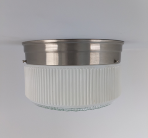 Rare Antique Milk Glass Rib Clear Sunburst Drum Light