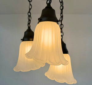 Vintage Angled Ribbed Ceiling Light Trio - The Lamp Goods