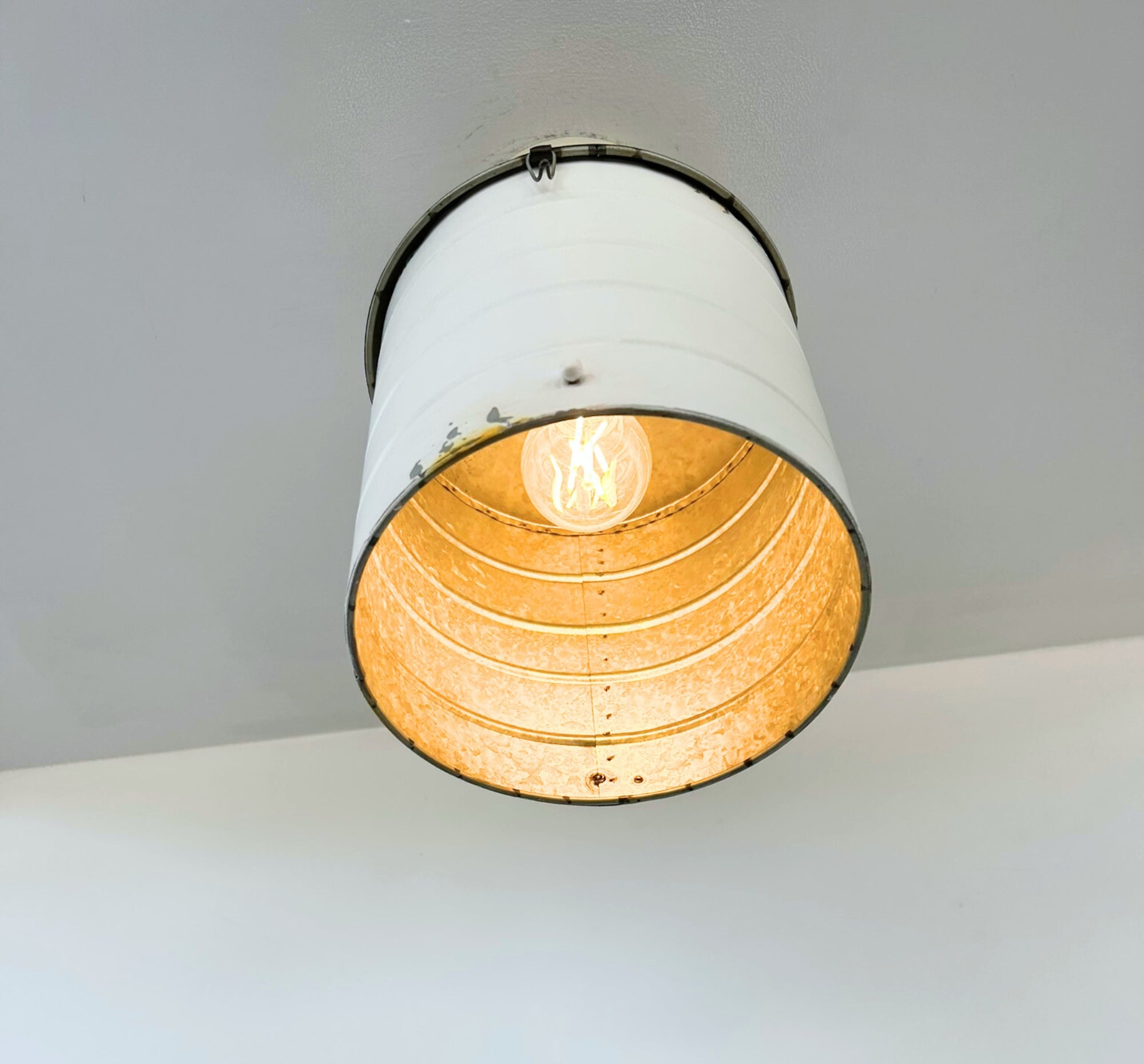 Rustic White Farmhouse Silo Ceiling Light