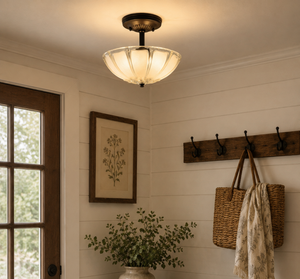 Handcrafted frosted glass ceiling light by The Lamp Goods