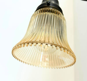 Amber Holophane Clear Glass Wall Sconce