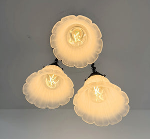 Vintage Angled Ribbed Ceiling Light Trio - The Lamp Goods