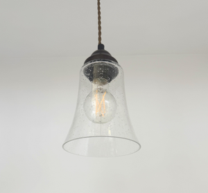 Tall Seeded Bell Pendant Light