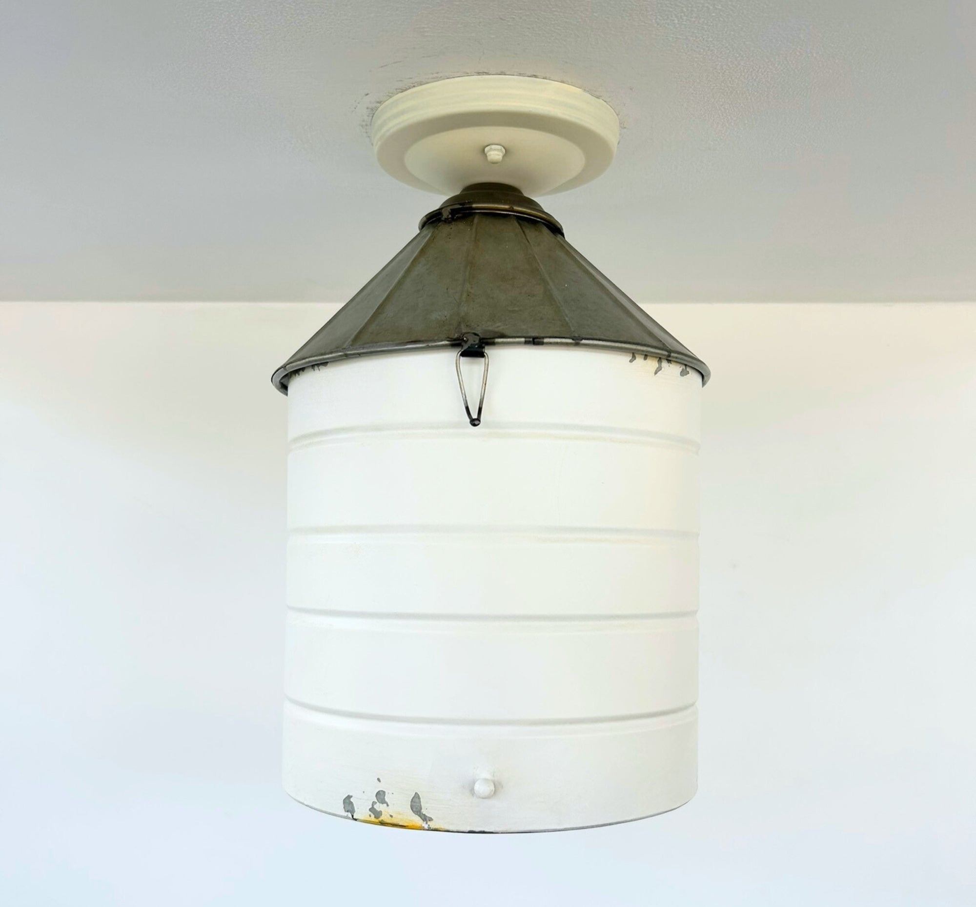 Rustic White Farmhouse Silo Ceiling Light