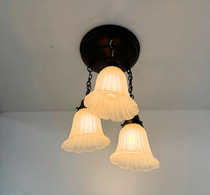 Vintage Angled Ribbed Ceiling Light Trio - The Lamp Goods