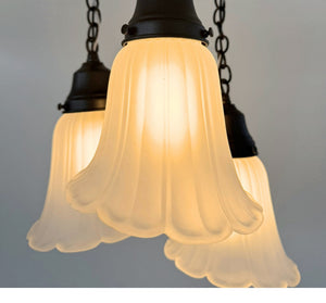 Vintage Angled Ribbed Ceiling Light Trio - The Lamp Goods